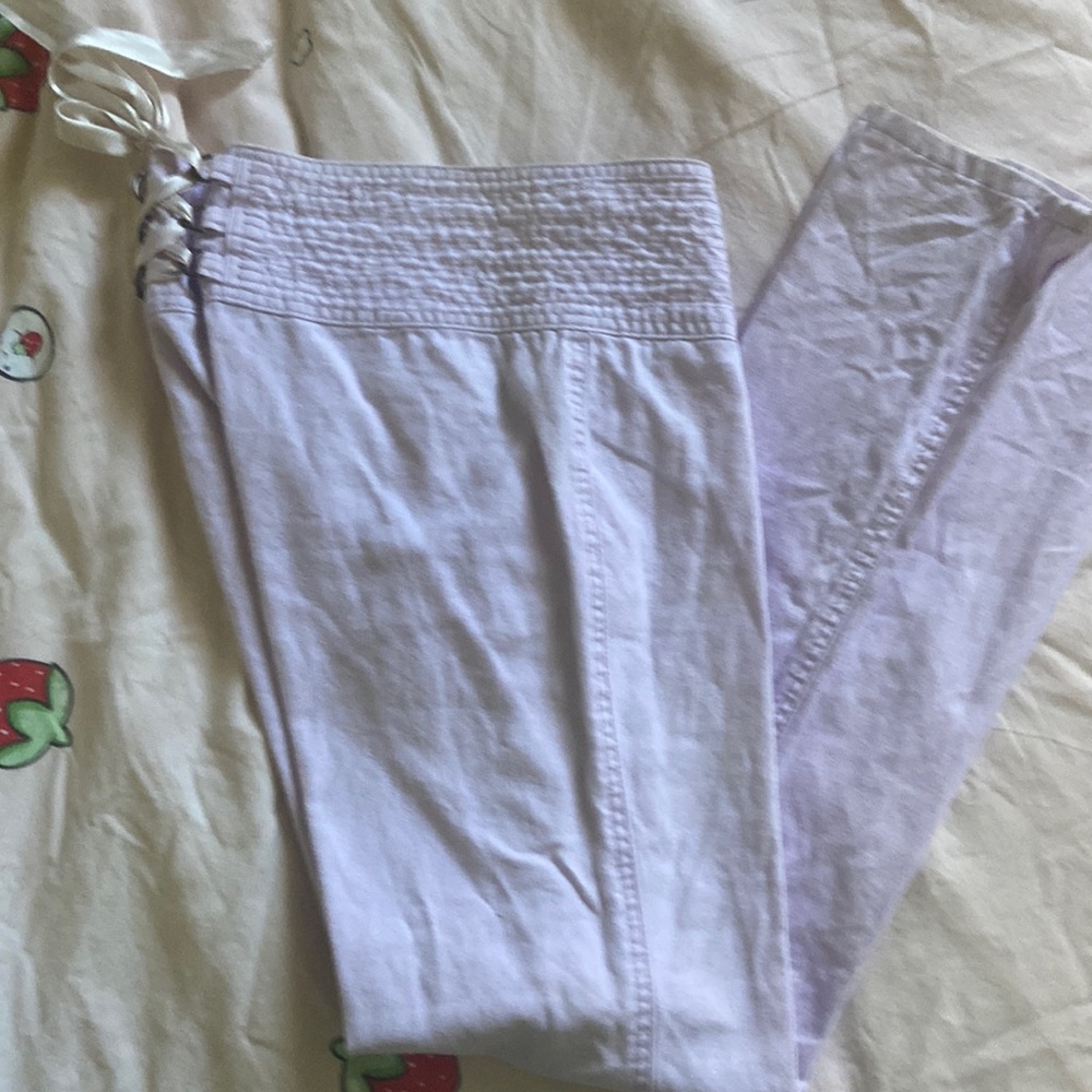 lilac light purple guess jeans with adjustable waist